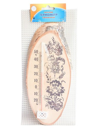 Термометр комнатный деревянный "Березка" Д-10 исполнение 3  (Цветы)