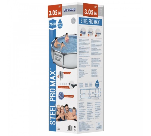 Бассейн Bestway 56408 каркасный, 305х76 см, 4678 л, фильтр-насос 1249 л/ч