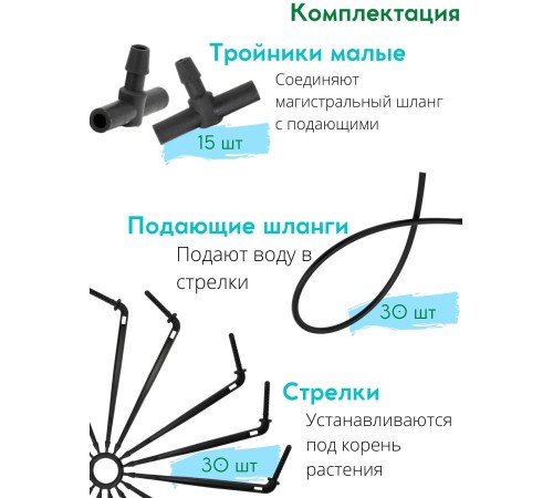 Капельный полив ЖУК 30 растений, от емкости, с таймером (автомат)