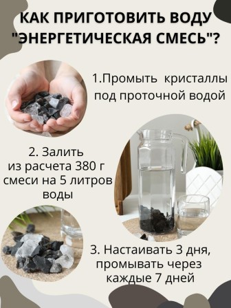 Активатор воды Энергетическая природная смесь 3-х минералов 380 г (шунгит, горный кварц, кремень)