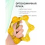 Массажер ЛАПОНЬКА-6 желтый с ручкой, 6 массажных элементов с шипами