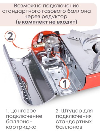 Плитка газовая ENERGY GS-400 походная, 2 типа газа, кейс