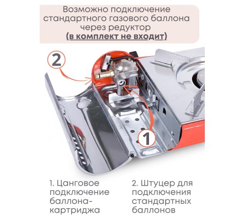 Плитка газовая ENERGY GS-400 походная, 2 типа газа, кейс