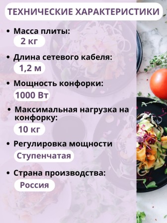 Плитка электрическая Мечта-111Т ЭПТ-1 конфорка 1,0 кВт белая 