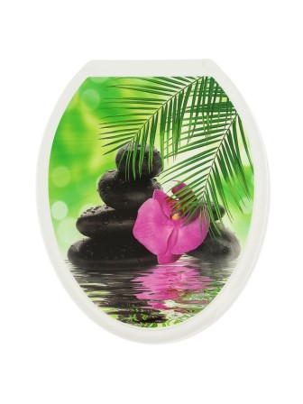 Сиденье для унитаза жесткое ДЕКОР Орхидея РП-813А