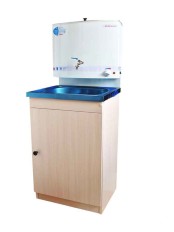 Умывальник дачный Акватекс с подогревом воды (ЭВН), тумба ЛДСП, ЭВН белый, нержавеющая мойка