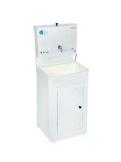 Умывальник дачный наливной Акватекс с подогревом (ЭВН), тумба белая, пластиковая мойка