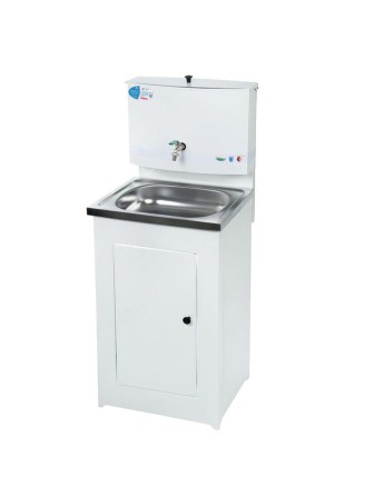 Рукомойник дачный Акватекс без ЭВН, тумба белая, нержавеющая мойка