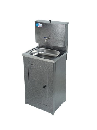 Умывальник садовый Акватекс (без ЭВН), цвет тумбы серебро, нержавеющая мойка