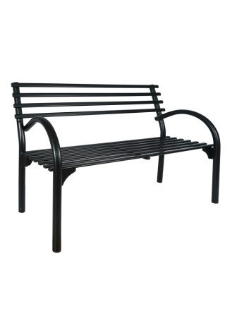 Скамейка со спинкой Беседа 3, металлическая, черная