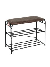 Подставка для обуви с сиденьем, 60 см, 3 полки, черная