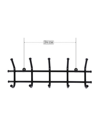 Вешалка Норма 5 черная металлическая, 5 крючков