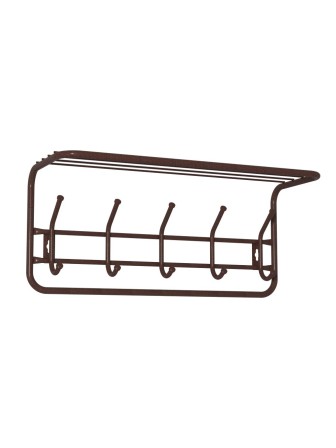 Вешалка с полкой 60 см 5 крючков, медный антик