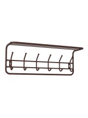 Вешалка с полкой 80 см 6 крючков, медный антик