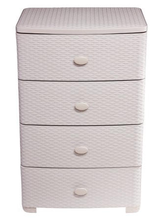 Комод пластиковый Плетенка М4061, 4 ящика цвет какао