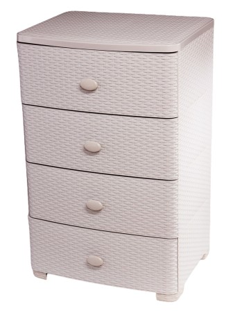 Комод пластиковый Плетенка М4061, 4 ящика цвет какао