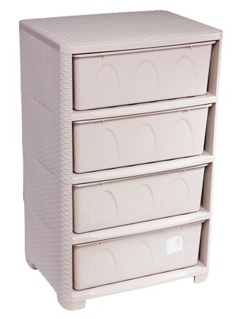 Комод пластиковый Плетенка М4061, 4 ящика цвет какао
