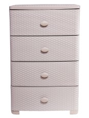 Комод пластиковый Плетенка М4061, 4 ящика цвет какао