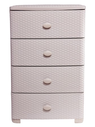 Комод пластиковый Плетенка М4061, 4 ящика цвет какао