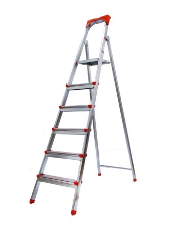 Стремянка UFUK 6 ступеней оцинкованная, ступеньки с рефлением