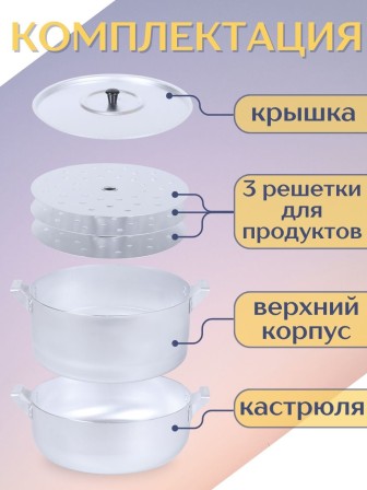 Мантоварка алюминиевая Демидовский завод МТ-039 4,5 л, 3 диска