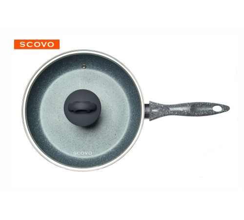 Сотейник 24 см с крышкой Scovo STONE PAN ST-021 с антипригарным покрытием