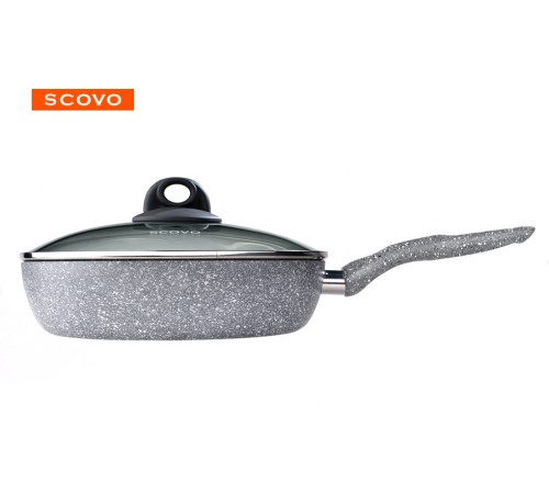 Сотейник 24 см с крышкой Scovo STONE PAN ST-021 с антипригарным покрытием