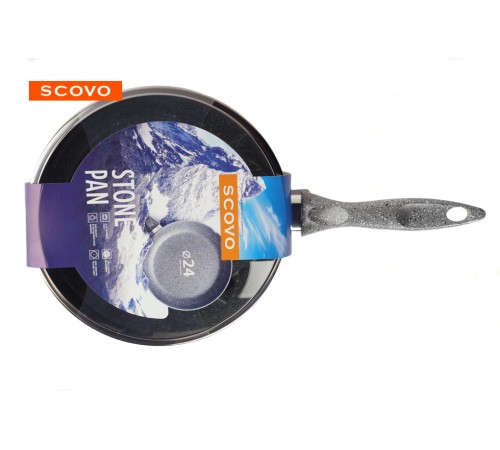 Сотейник 24 см с крышкой Scovo STONE PAN ST-021 с антипригарным покрытием