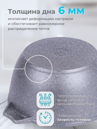 Кастрюля 3 л Гранит 43701 антипригарная