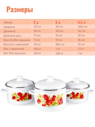 Набор кастрюль 7 Ласковый май 7АП2/4 (2л, 3л, 4.5л)