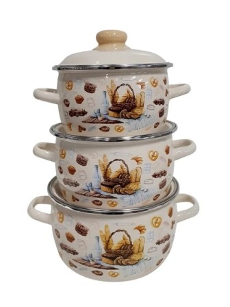 Набор кастрюль 02 Хлеб 1КА021М (2л, 3л, 4л) слоновая кость