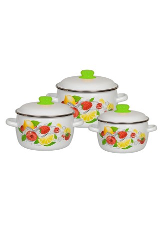 Набор кастрюль эмалированных СтальЭмаль Лимон №02 1КА021М (2л, 3л, 4л)