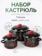 Набор кастрюль эмалированных (2 л, 3 л, 5,5 л) л, Стальэмаль 7КВ191М, Рябина, черный