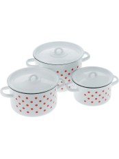 Набор кастрюль 33 Красный горох 1С33 (1.5л, 3л, 4.5л) белый
