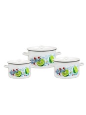 Набор кастрюль эмалированных (1,5 л, 2,9 л, 4,5 л) л, Стальэмаль 1с33, Мохито, белоснежный