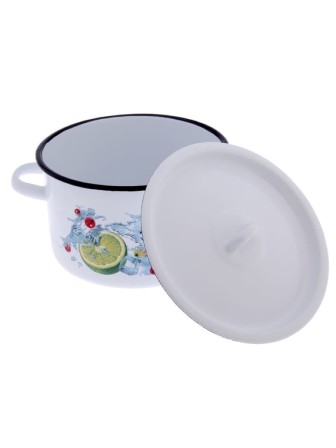 Набор кастрюль эмалированных (1,5 л, 2,9 л, 4,5 л) л, Стальэмаль 1с33, Мохито, белоснежный