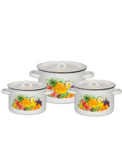 Набор кастрюль 33 Экзотика 1С33 (1.5л, 3л, 4.5л) белоснежный