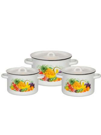 Набор кастрюль 33 Экзотика 1С33 (1.5л, 3л, 4.5л) белоснежный