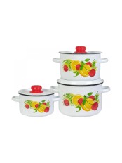 Набор кастрюль 144 Фрутта 1С144 (1.5л, 3л, 4.5л) белоснежный
