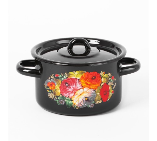 Кастрюля эмалированная 1,5 л, Стальэмаль 1с15с/1, Жостово, черный