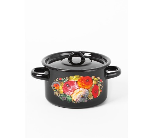 Кастрюля эмалированная 1,5 л, Стальэмаль 1с15с/1, Жостово, черный