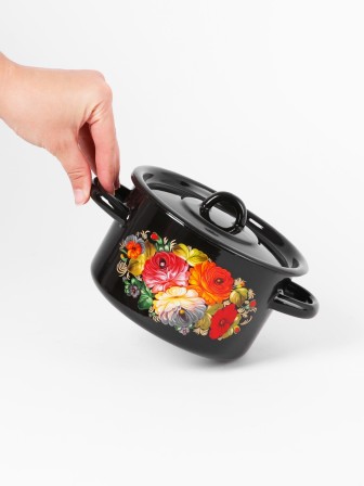 Кастрюля эмалированная 1,5 л, Стальэмаль 1с15с/1, Жостово, черный