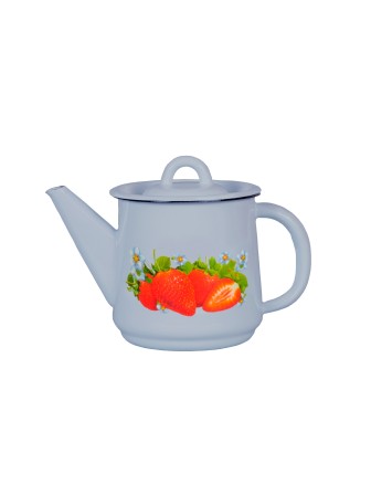 Чайник эмалированный  1 л, Стальэмаль 1с202с, Клубника садовая серо-голубой