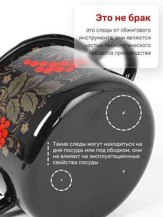 Чайник эмалированный  2 л, Стальэмаль 1с25с, Рябина черный