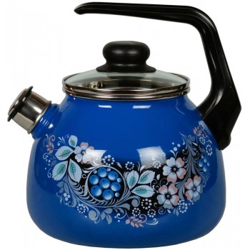 Чайник со свистком 3 л эмалированный 4с209я Вологодский сувенир синий