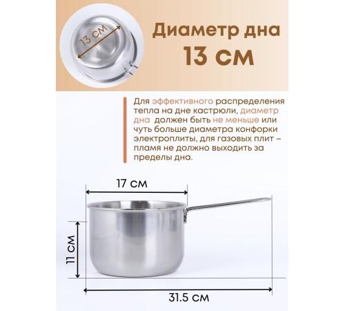 Ковш Амет Классика 2,0 л 1С641, диаметр 16 см