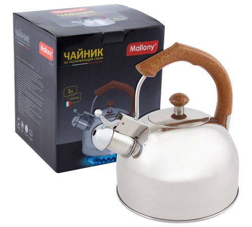 Чайник со свистком для плиты 3 л Mallony DJB-3293 нержавеющая сталь, капсульное дно
