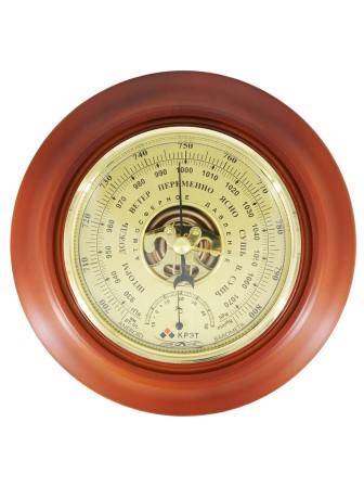 Барометр настенный Утес БТК-СН24 шлифованное золото с термометром (корпус-дерево, 210/130 мм)