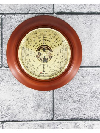 Барометр настенный Утес БТК-СН24 шлифованное золото с термометром (корпус-дерево, 210/130 мм)