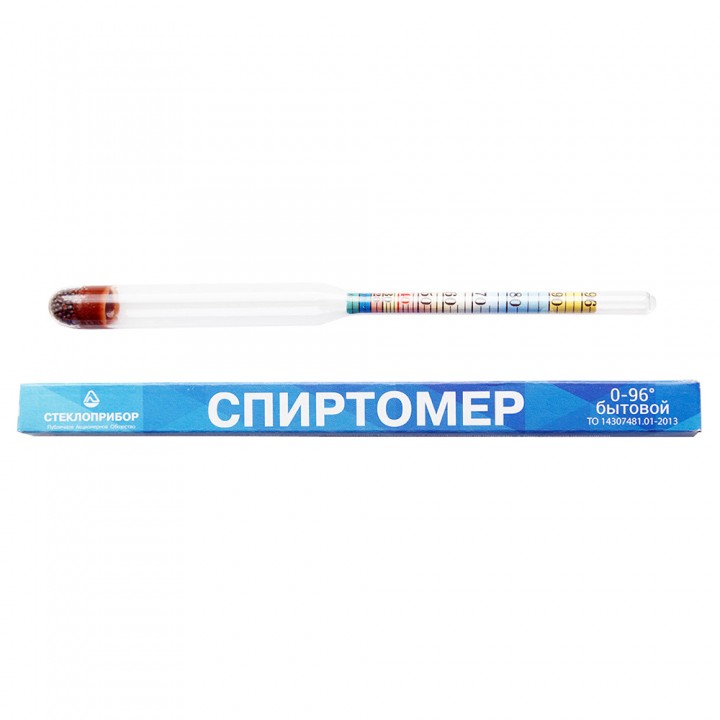 Спиртомер бытовой Стеклоприбор диапазон 0-96 градусов